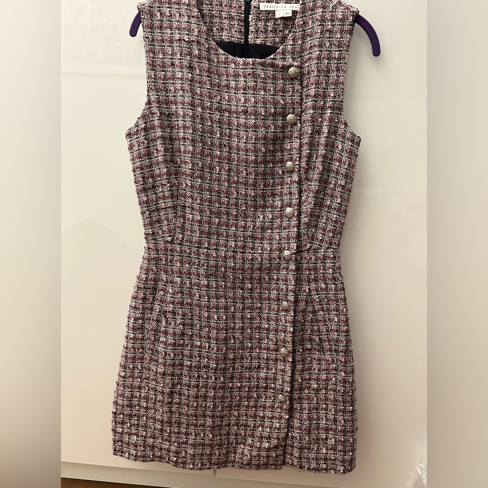 Veronica Beard Tweed Mini Dress - Pink and Black